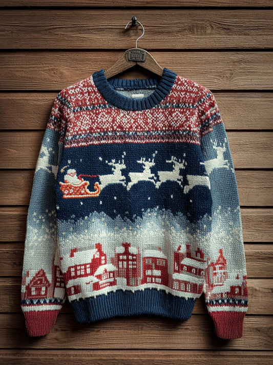 Retro Classic Christmas Inspired Pattern Cozy Knit Sweater artswardrobe