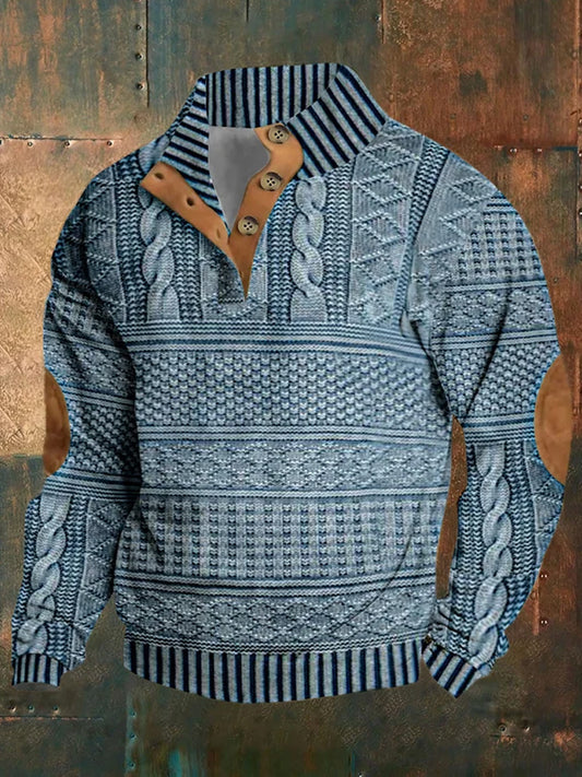 Men's Retro Western Stand Collar Sweatshirt elevenforest