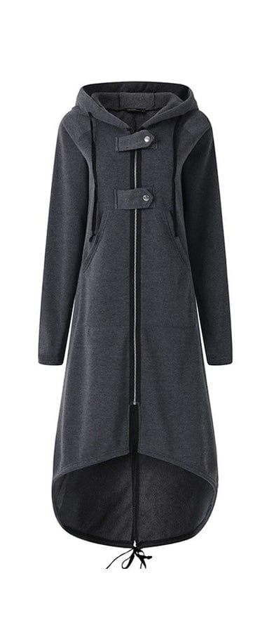 LM | Long women's jacket with zipper and buttons
