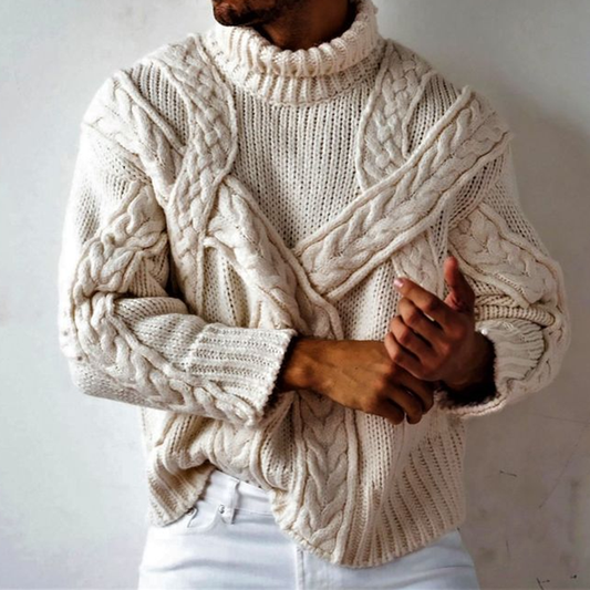 Vintage Knitted Jacquard warmth Turtleneck Sweater artswardrobe