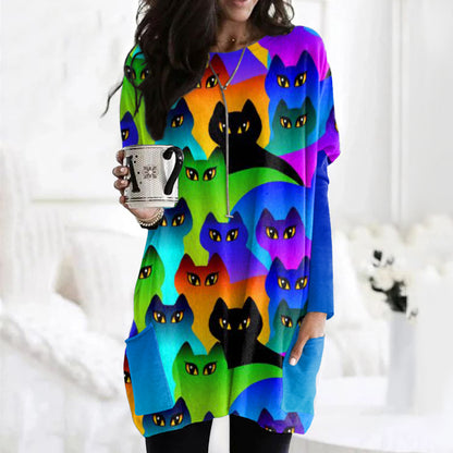 Rainbow Cats World Embroidered Comfy Tunic elevenforest