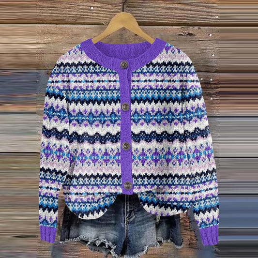 Vintage Icelandic Geometric Knit Thermal Sweater artswardrobe