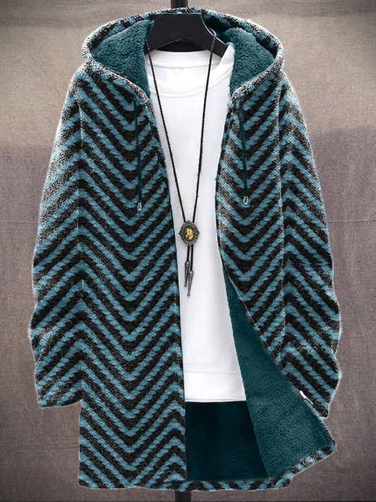 Men's Vintage Pattern Cozy Hooded Cardigan artswardrobe