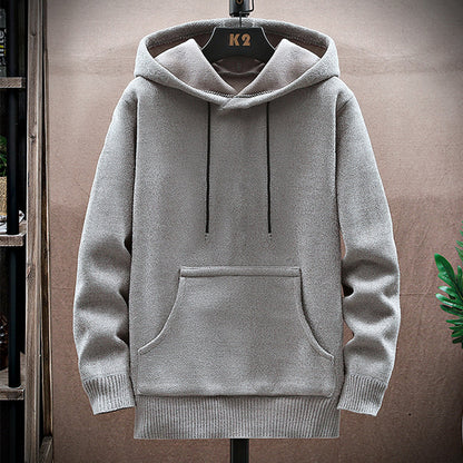 Men's Vintage Solid Color Knitted Hooded Sweatshirt elevenforest