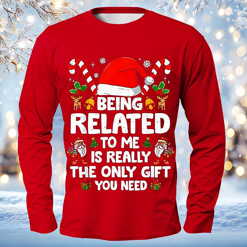 Comstylish Men's Christmas Print Crew Neck Long Sleeve T-shirt