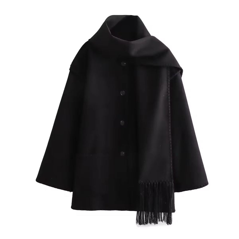 LM | loose jacket with scarf tassels