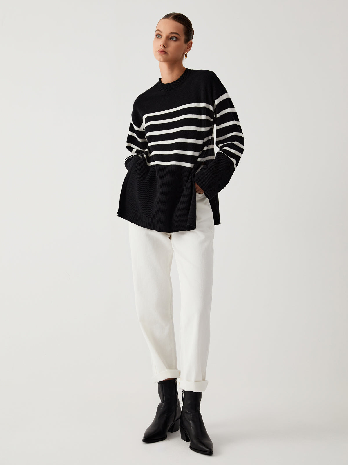 LM | Oversized sweater with stripes