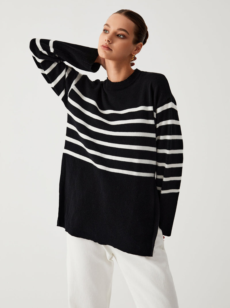 LM | Oversized sweater with stripes