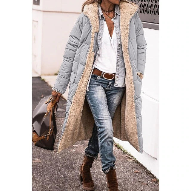 LM | Reversible long sherpa jacket