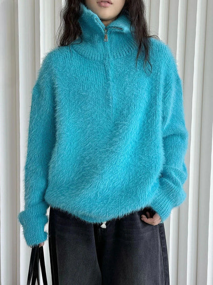 LM | Fluffy sweater with zipper