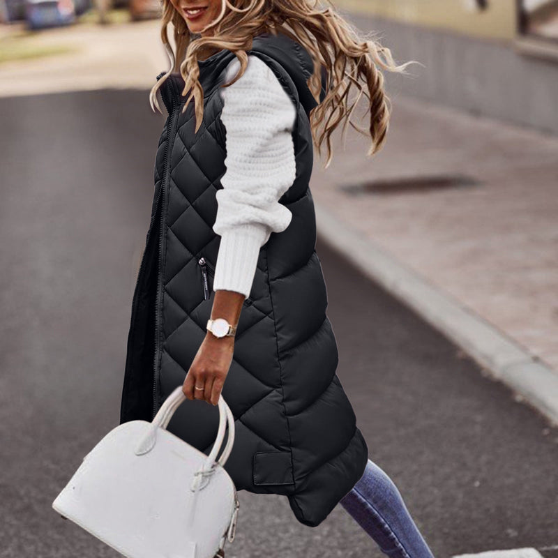 LM | Long hooded sweatshirt in puffer style for women