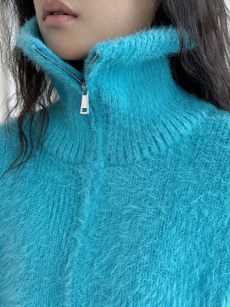 LM | Fluffy sweater with zipper