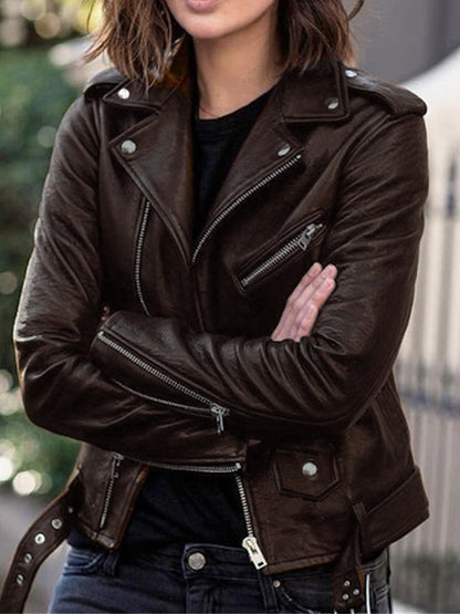 LM | Perfecto jackets made of imitation leather with zipper, elegant women's jackets