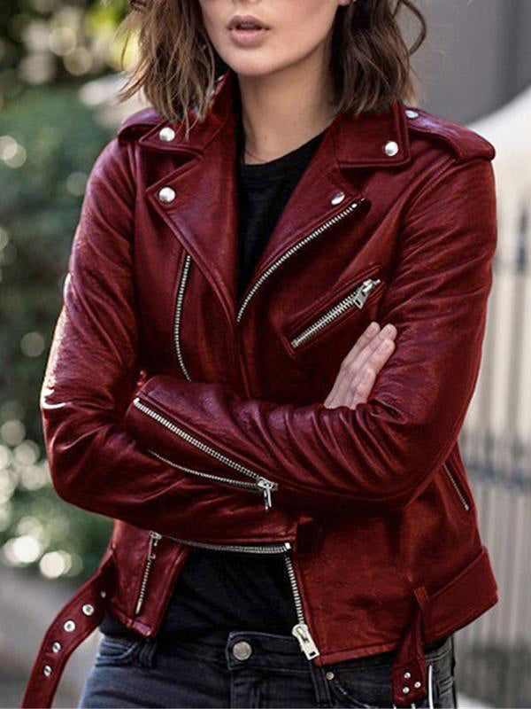 LM | Perfecto jackets made of imitation leather with zipper, elegant women's jackets