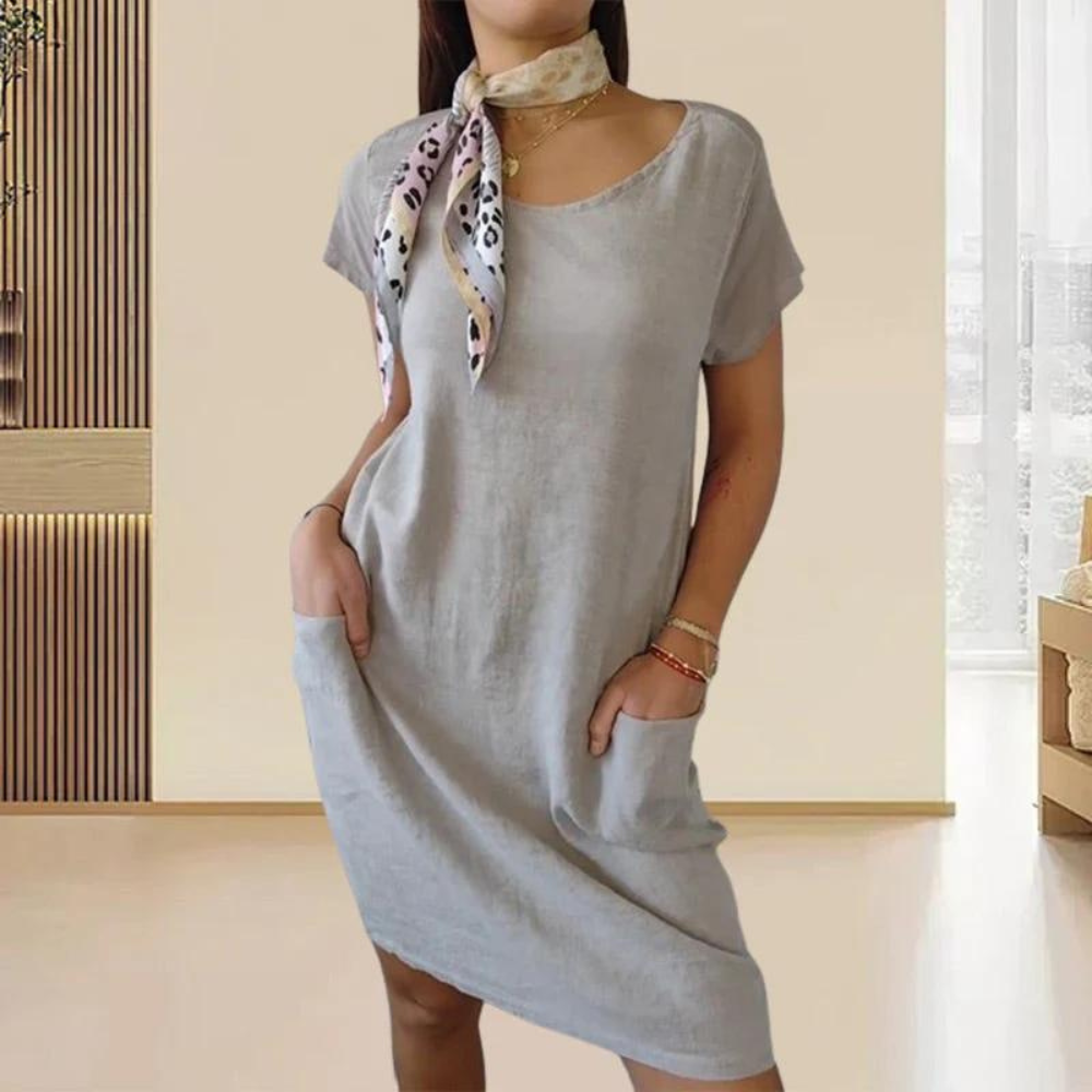 LM | Elegant dress for women with a round neckline