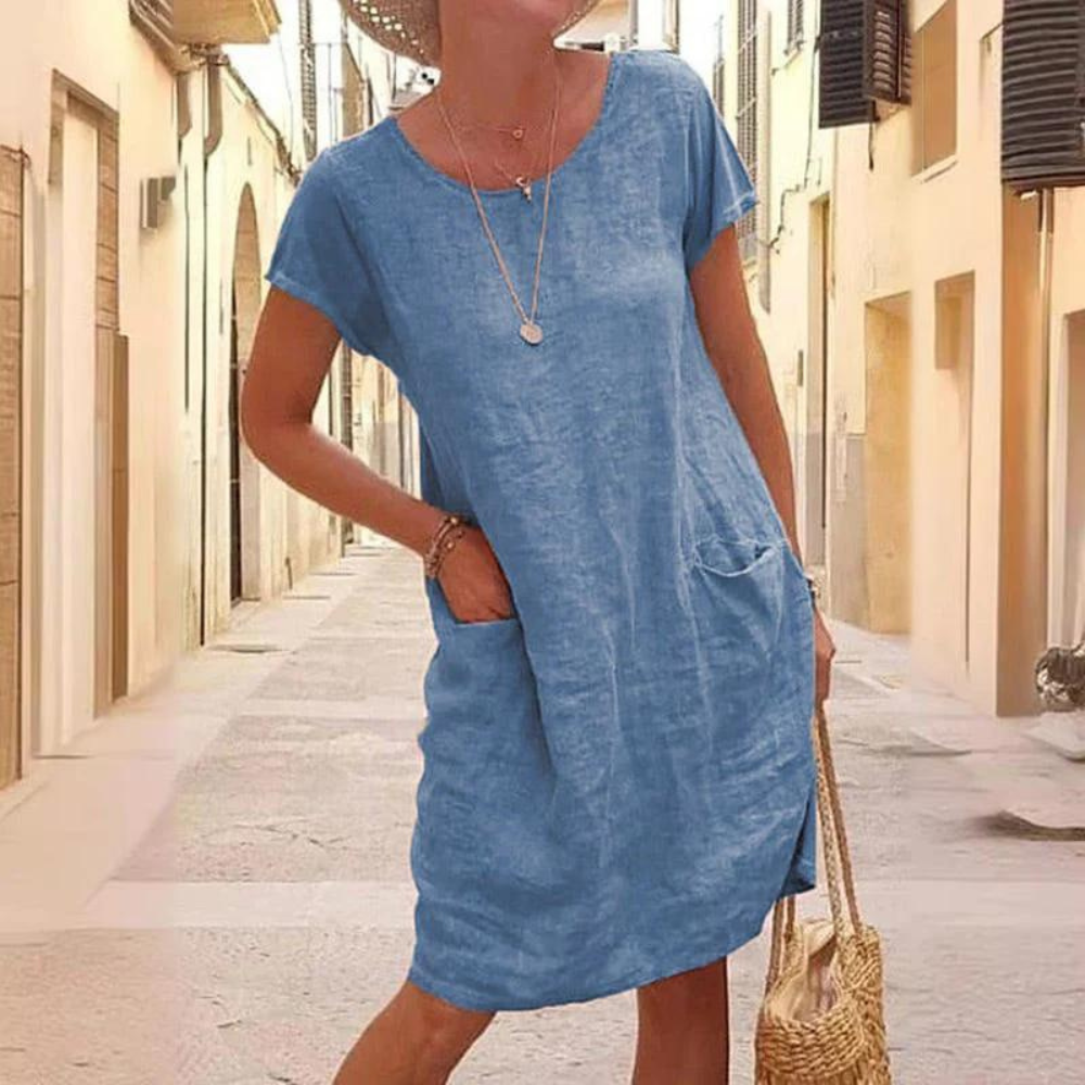 LM | Elegant dress for women with a round neckline