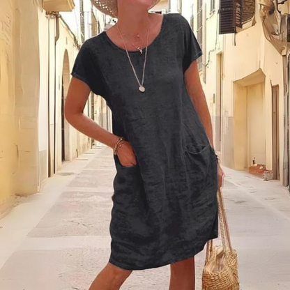 LM | Elegant dress for women with a round neckline
