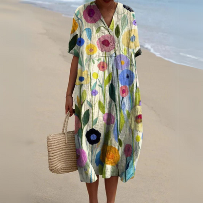LM | Midi dress with bohemian floral pattern