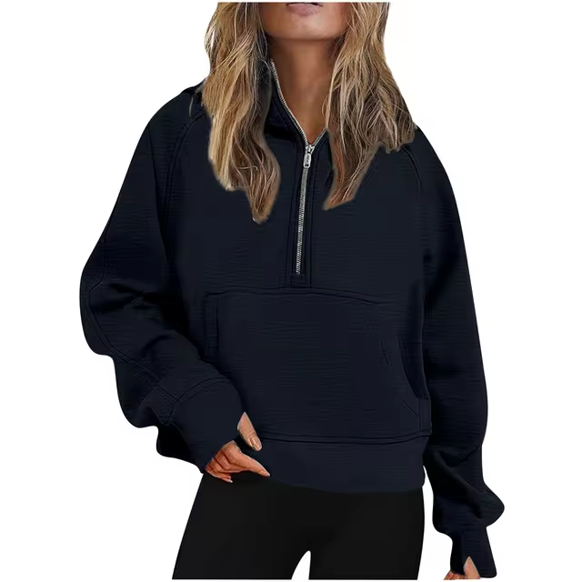 LM | Jacket with half zipper and hood