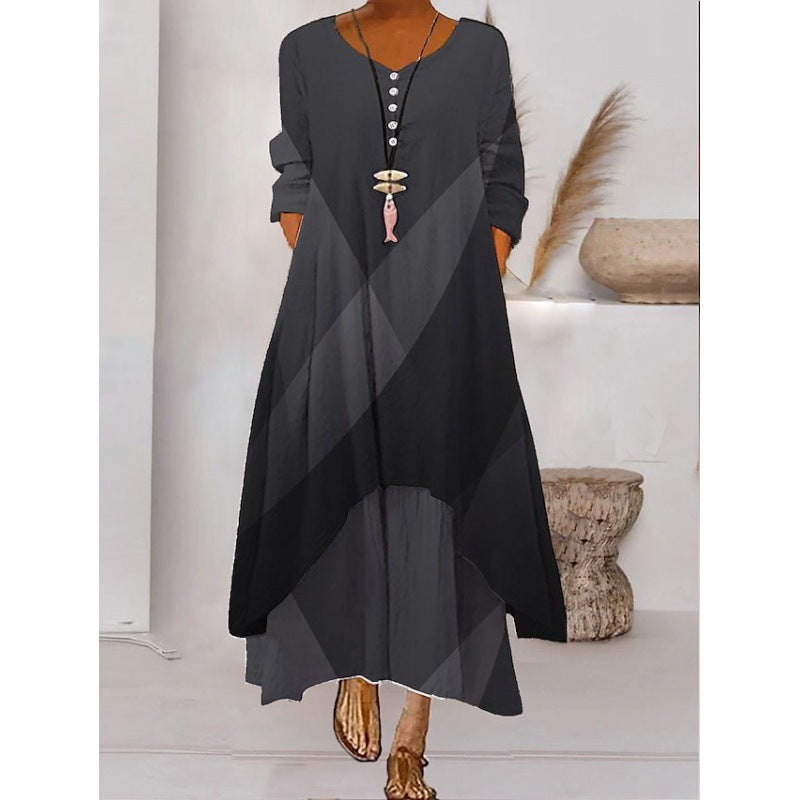 LM | Long sleeve maxi dress - button neckline