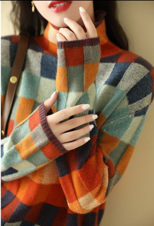 LM | Elegant print turtleneck sweater