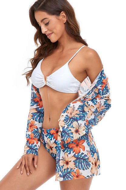 Lilia® | Pattern Blouse and Bikini Set White