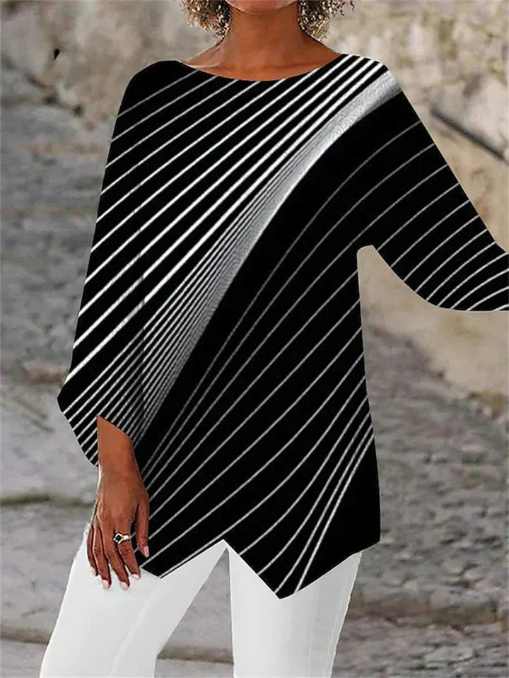 LM | Stylish geometric printed long-sleeved blouse