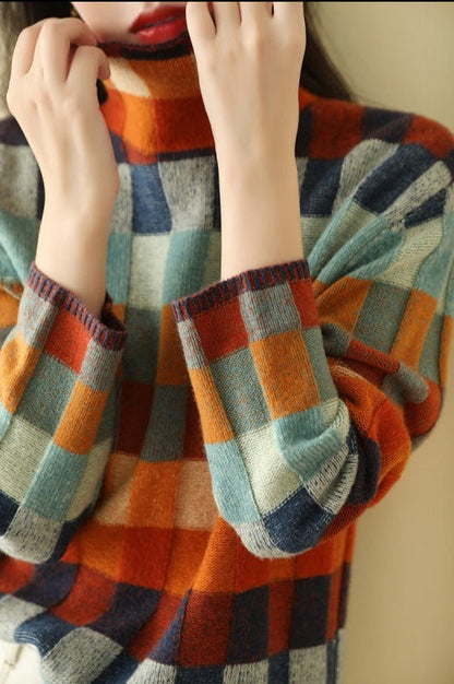 LM | Elegant print turtleneck sweater