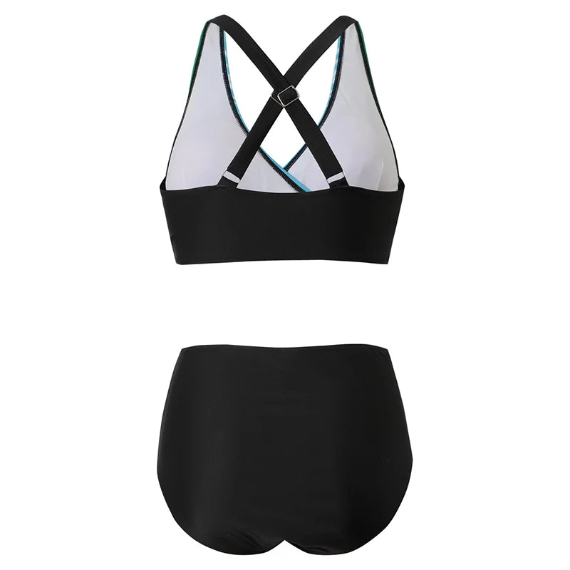 Yolanda® | High Waisted Push-up Halter Bikini Set