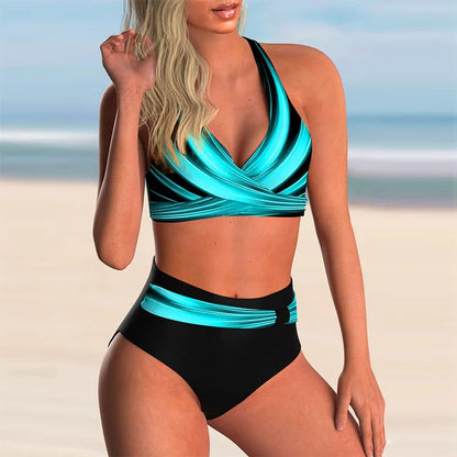 Hana® | High Waisted Push-up Halter Bikini Set