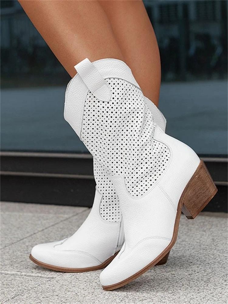 LM | Mid High Heel Branded Suede Low Cut Women's Boots Trendy