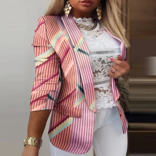 LM | Thanea long-sleeved blazer in batik look for women