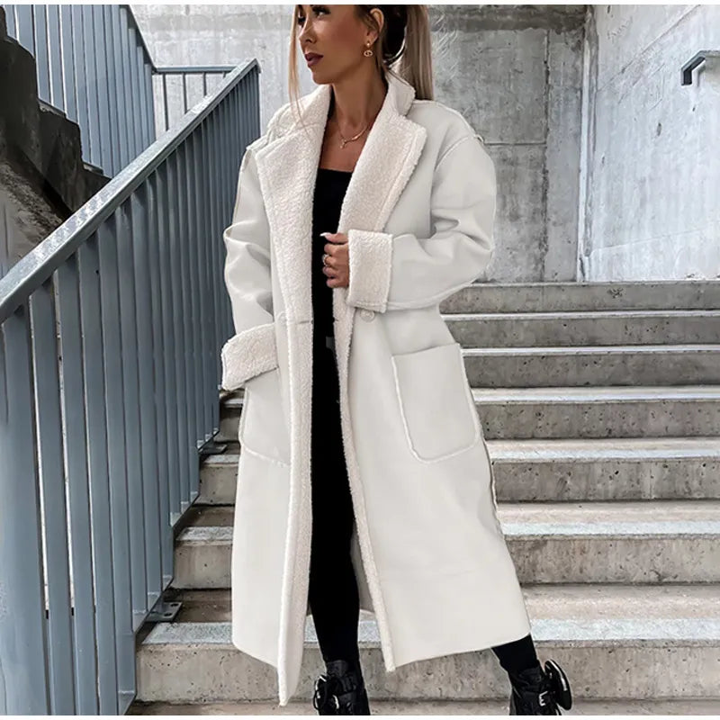LM | Long leather jacket with fur