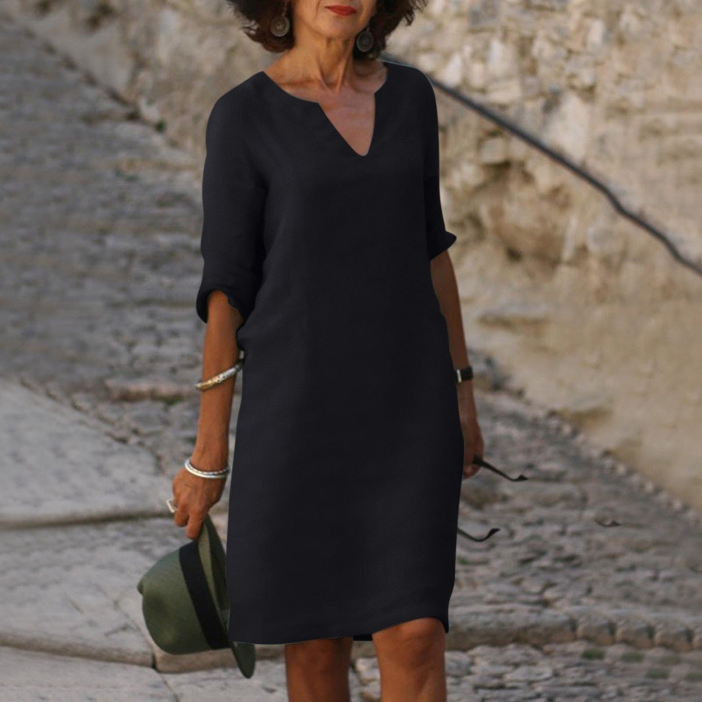 LM | Midi dress with V-neck