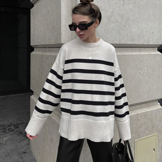 LM | Casual oversized striped sweater