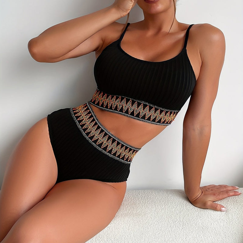Seraphina® | Ribbed Bikini Top and High Waist Briefs