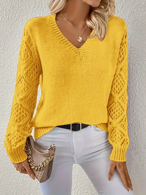 LM | Solid V-neck knitted sweater