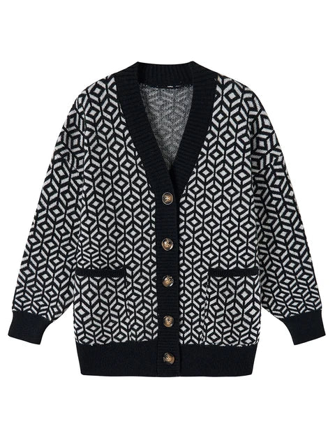 LM | Elegant knitted cardigan with button placket