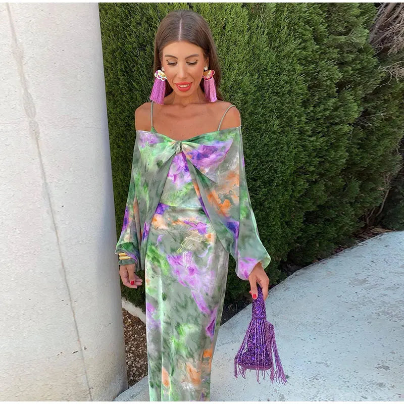 LM | Long dress with detachable scarf
