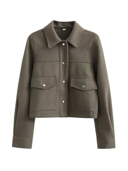 LM | Chic wool coat with button fastening for women