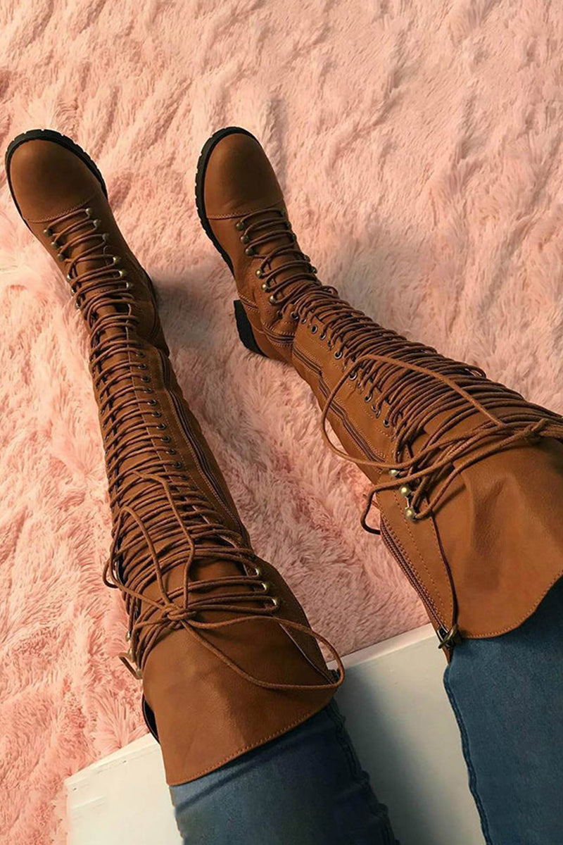 LM | Over-the-knee boots with lacing