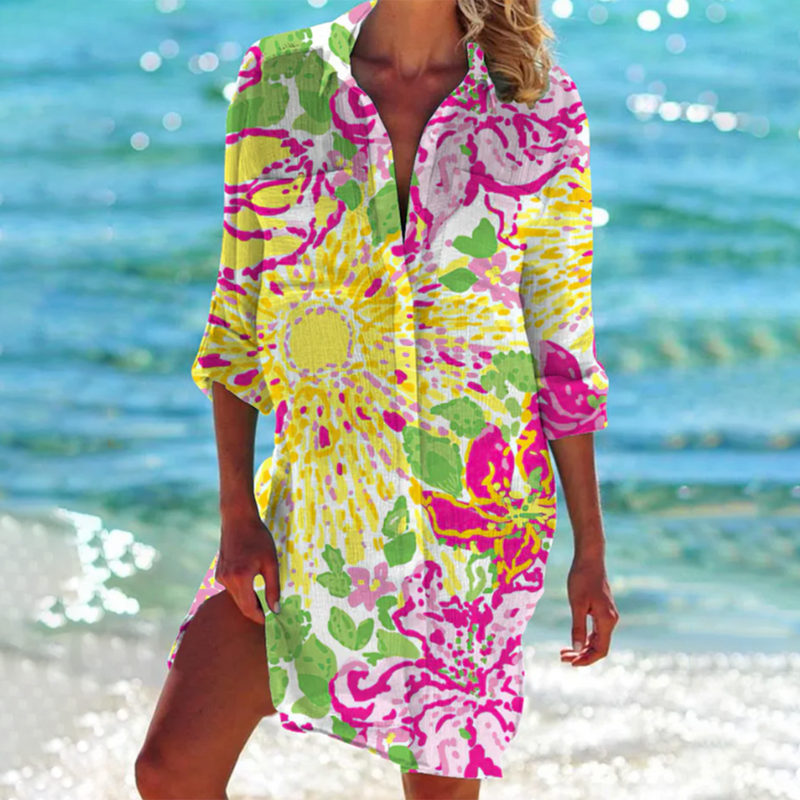 LM | Colorful button-up midi dress