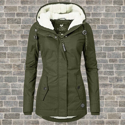 LM | New Pleated cotton jacket with lambskin hood