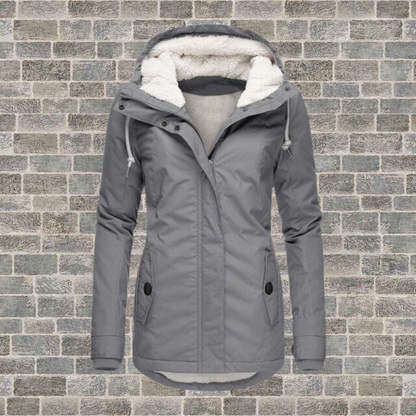 LM | New Pleated cotton jacket with lambskin hood