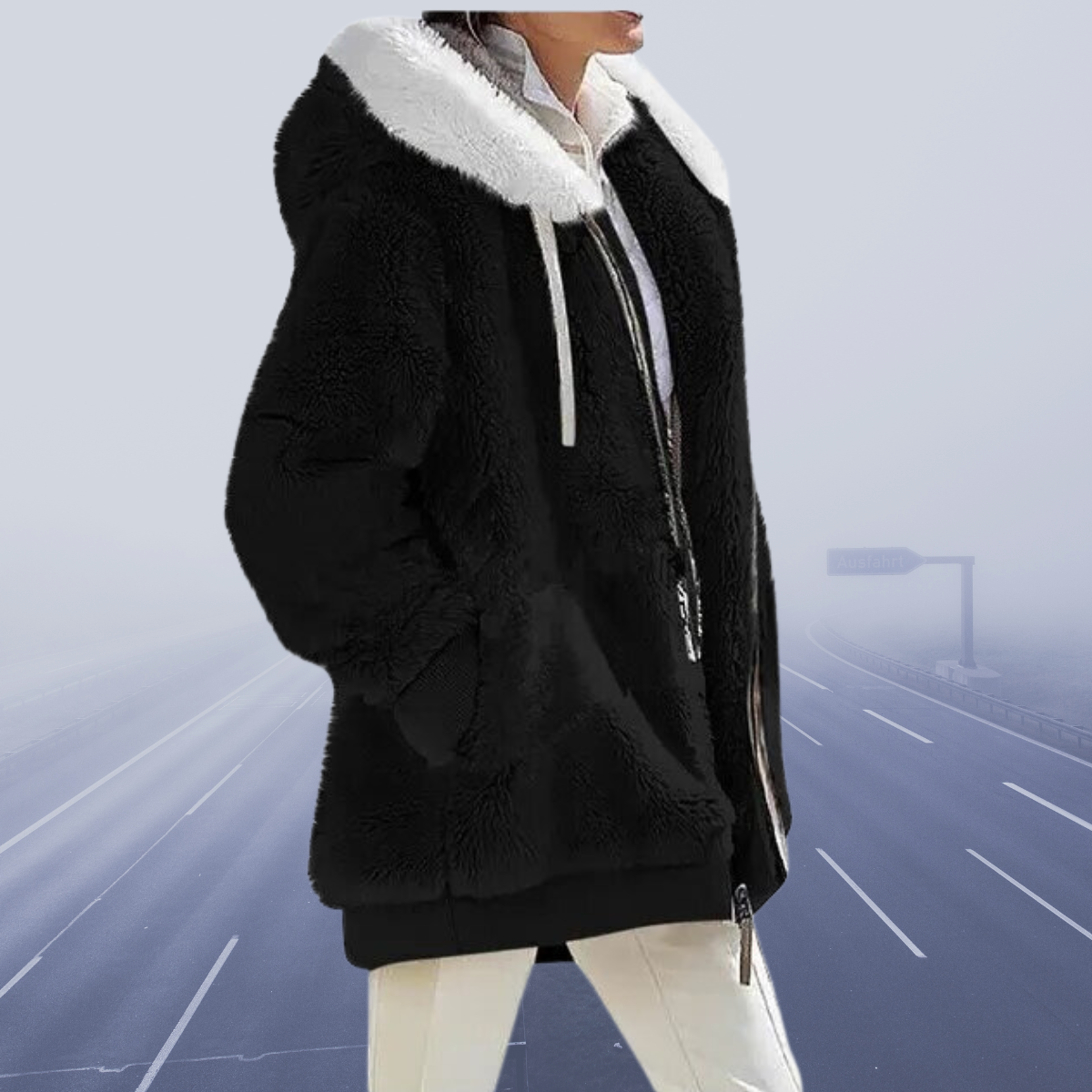 LM | stylish fleece jacket with hood