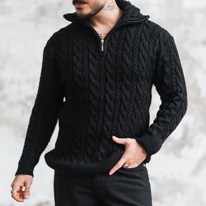 Men's Vingate Thick Needle Jacquard Zippered Turtleneck Sweater elevenforest