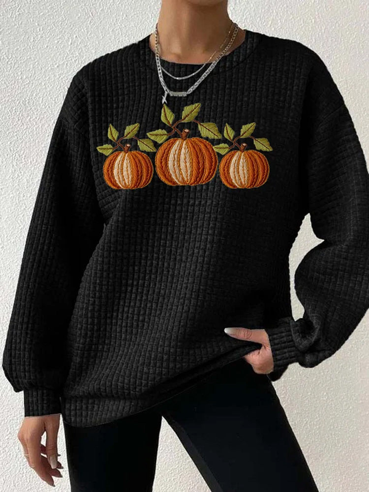 Comstylish Women's Fall Pumpkin Check Sweatshirt