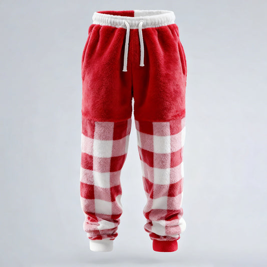 Comstylish Men's Fun Christmas Color-blocked Comfortable Plush Sweatpants