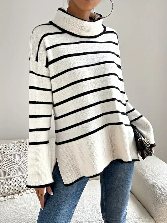 LM | Striped turtleneck sweater