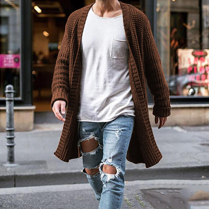 Men's Pure Color Loose Knitted Cardigan elevenforest